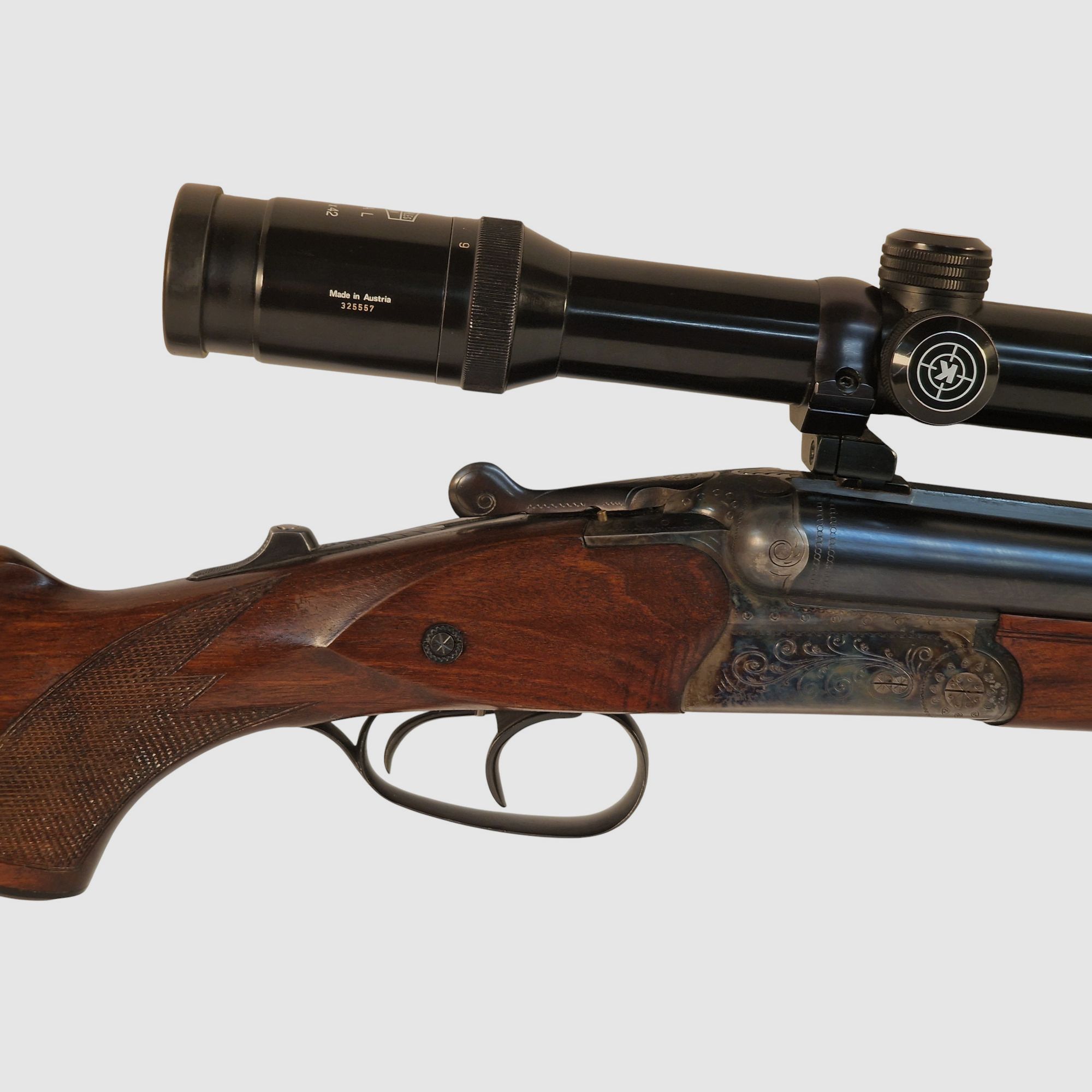 Suhler drilling hardened in caliber .30-06 16/70 22 WinMag with Kahles 2.2-9x42
