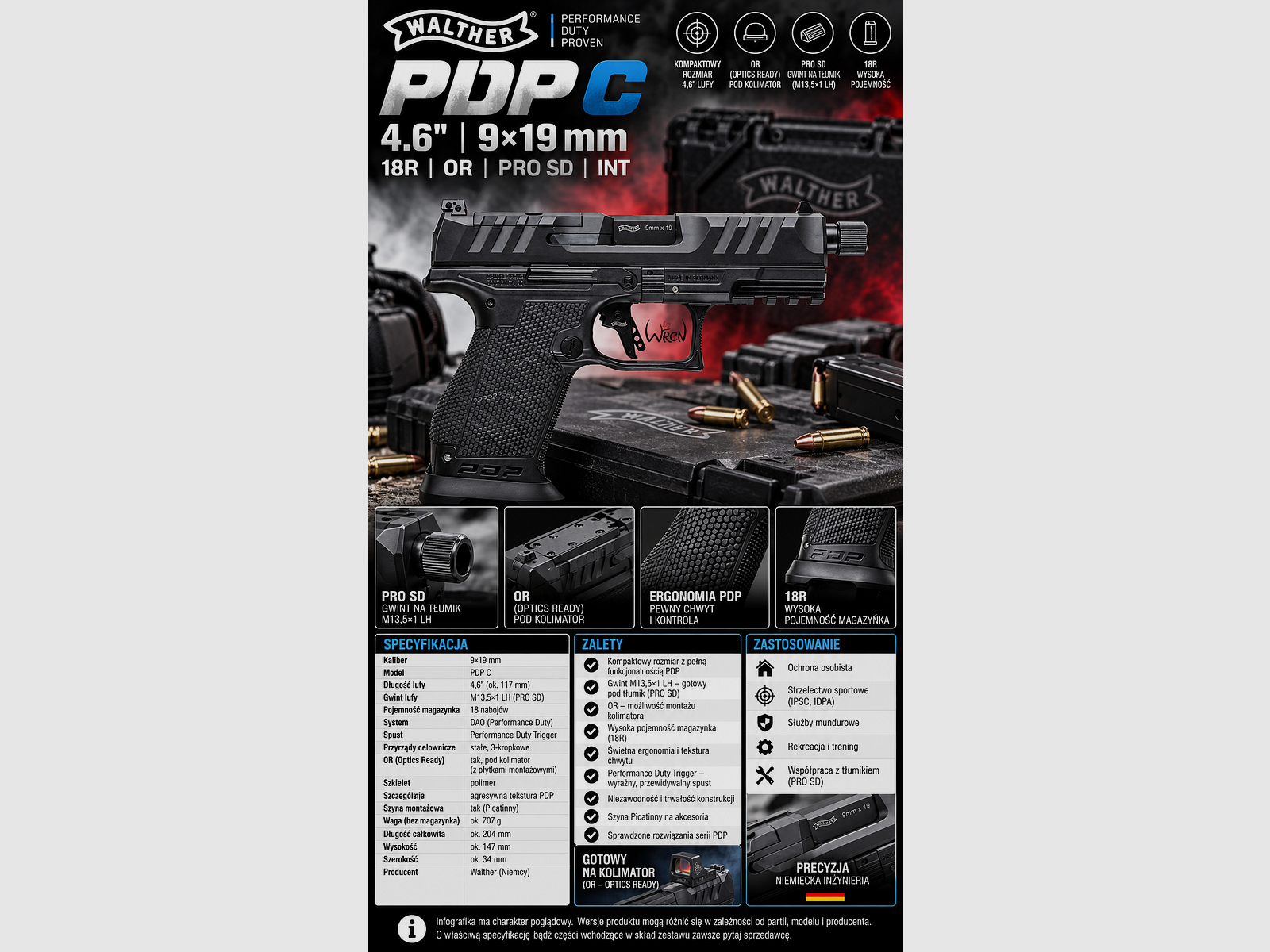 WALTHER PDP C 4.6'' 18R OR PRO SD INT, zdjęcie 3 z 4