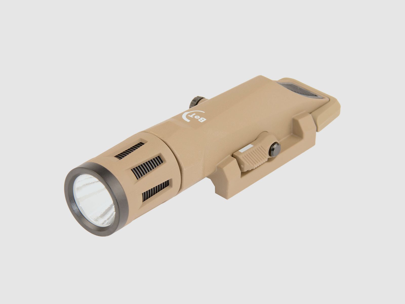 Torcia tattica B&T AG WML GEN-2 FDE (1xCR123), con luce bianca, luce continua, luce momentanea, strobo, 400 lumen