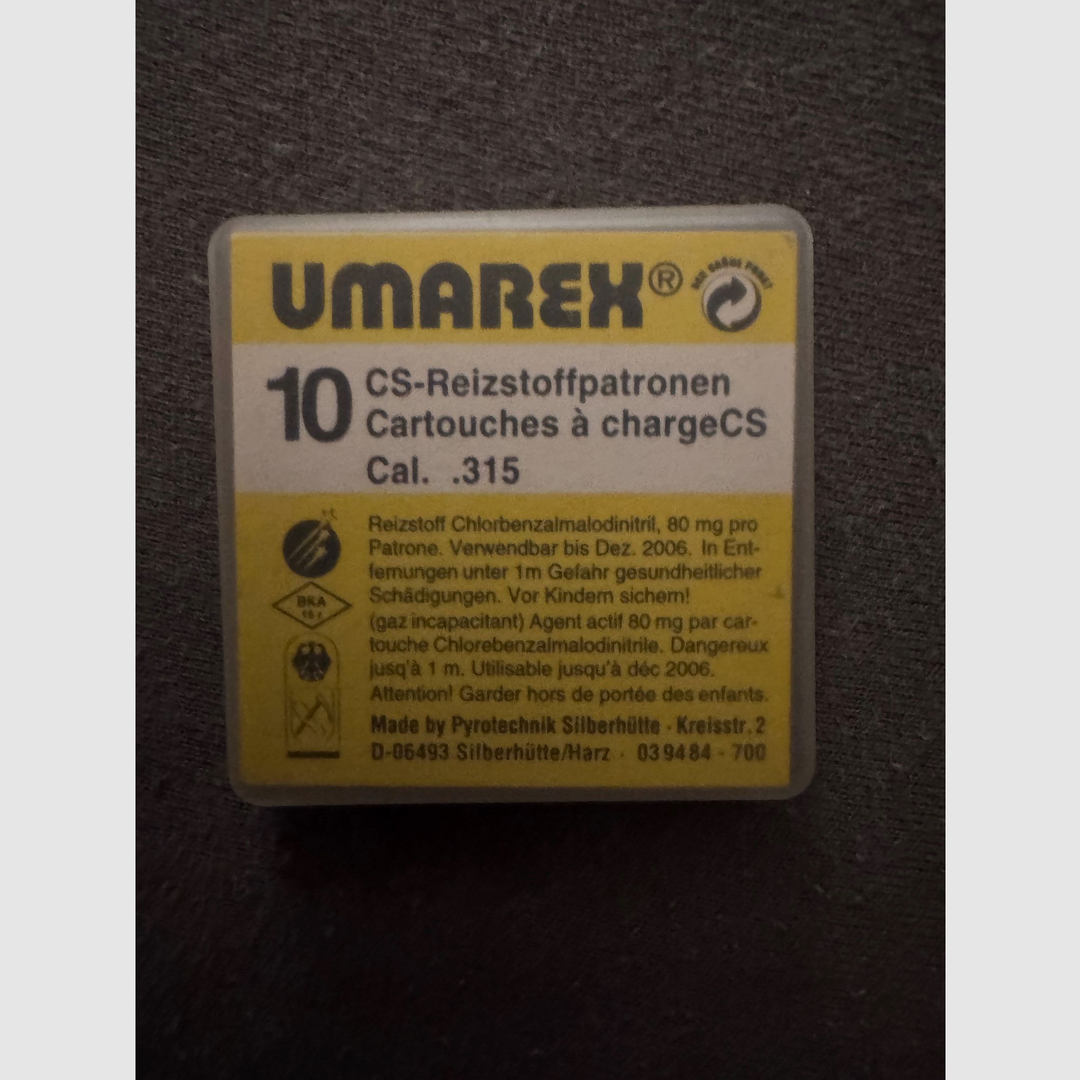 Super rare .315 CS gas cartridges are no longer being produced.