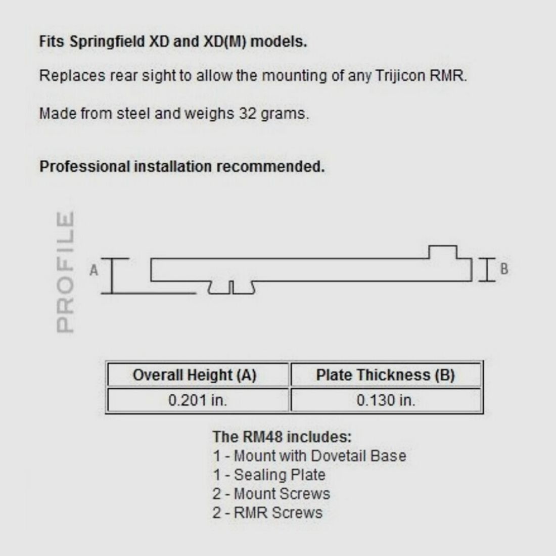 Trijicon RMR/SRO Montage Springfield XD