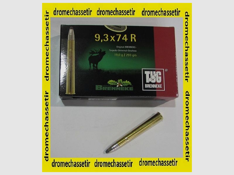 Scatola da 20 cartucce Brenneke, cal. 9,3x74R, proiettile TUG 293 grains