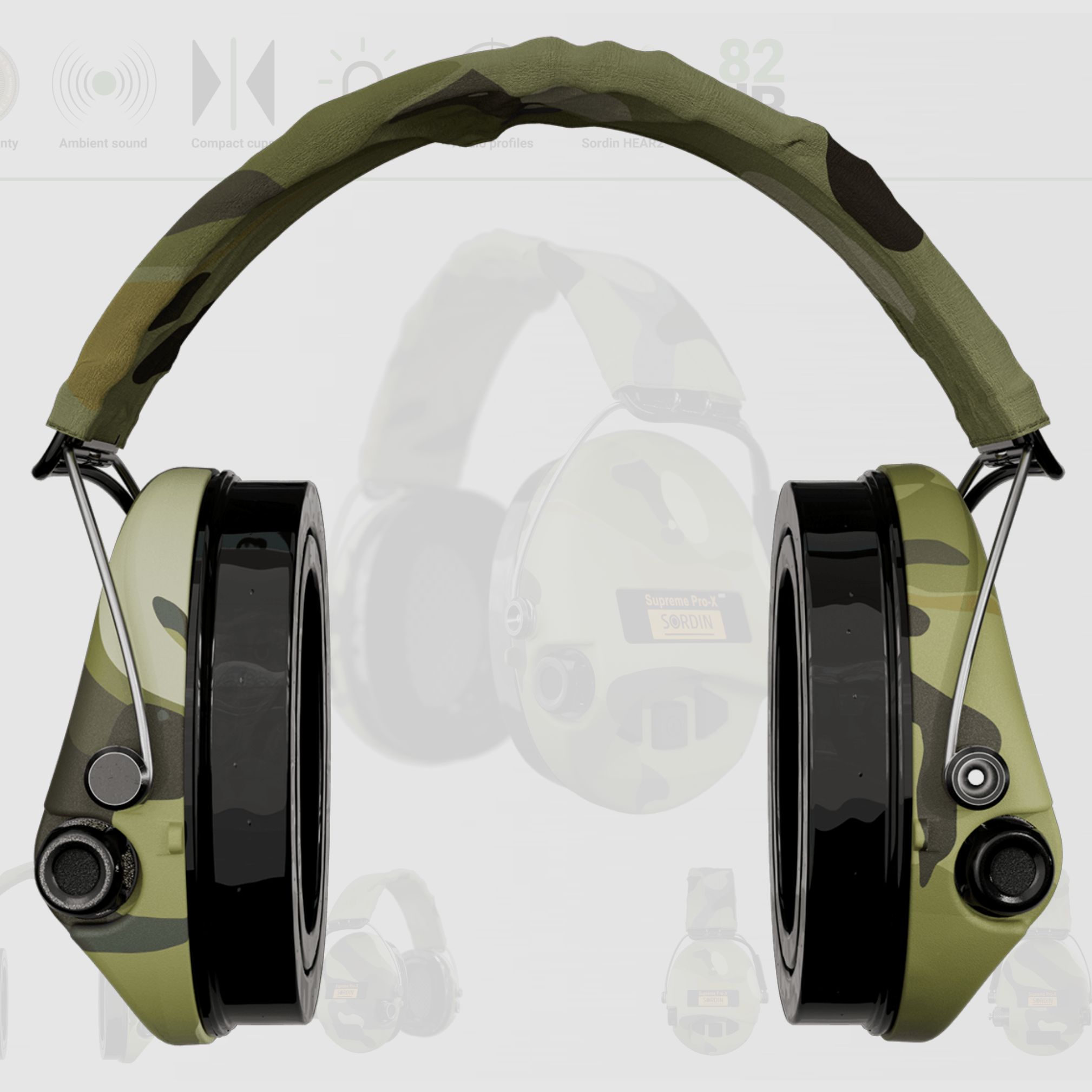 Sordin 75302-X-08-S Electronic Hearing Protection Supreme Camo Pro X LED Headband