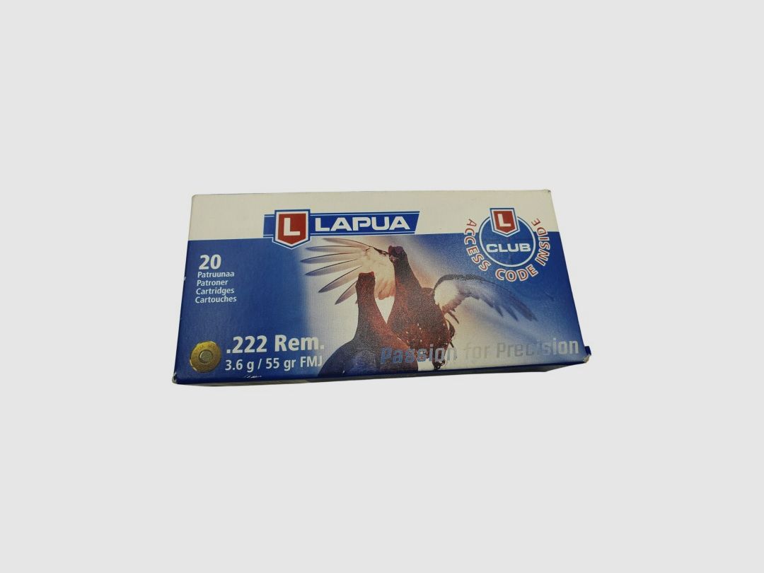 DESTO AMMO - BOITE DE 15 MUNITINONS LAPUA 222REM FMJ 55GR, image 1 sur 3