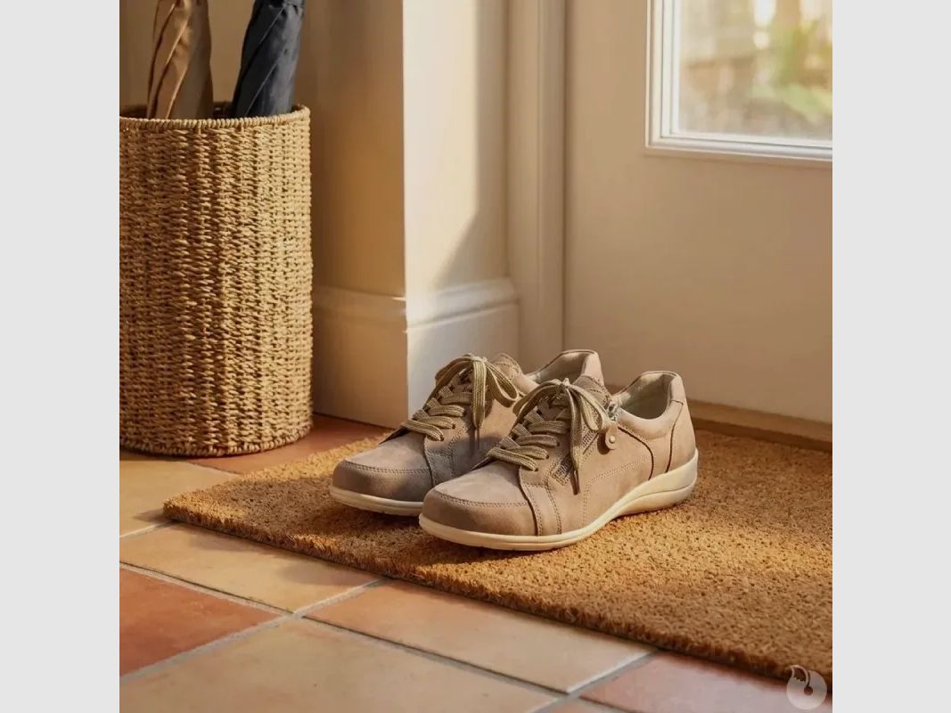 Dames sneakers met veters en rits PU leerlook taupe 36 tot 41, afbeelding 1 van 12