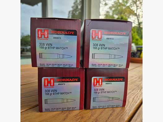 .308 Win. Hornady Match BTHP 168 grs.  135 Schuss 