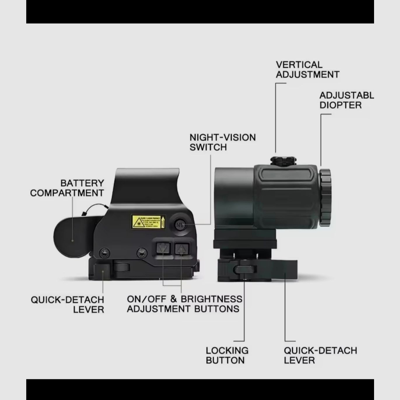 Red dot sight with foldable magnifying glass