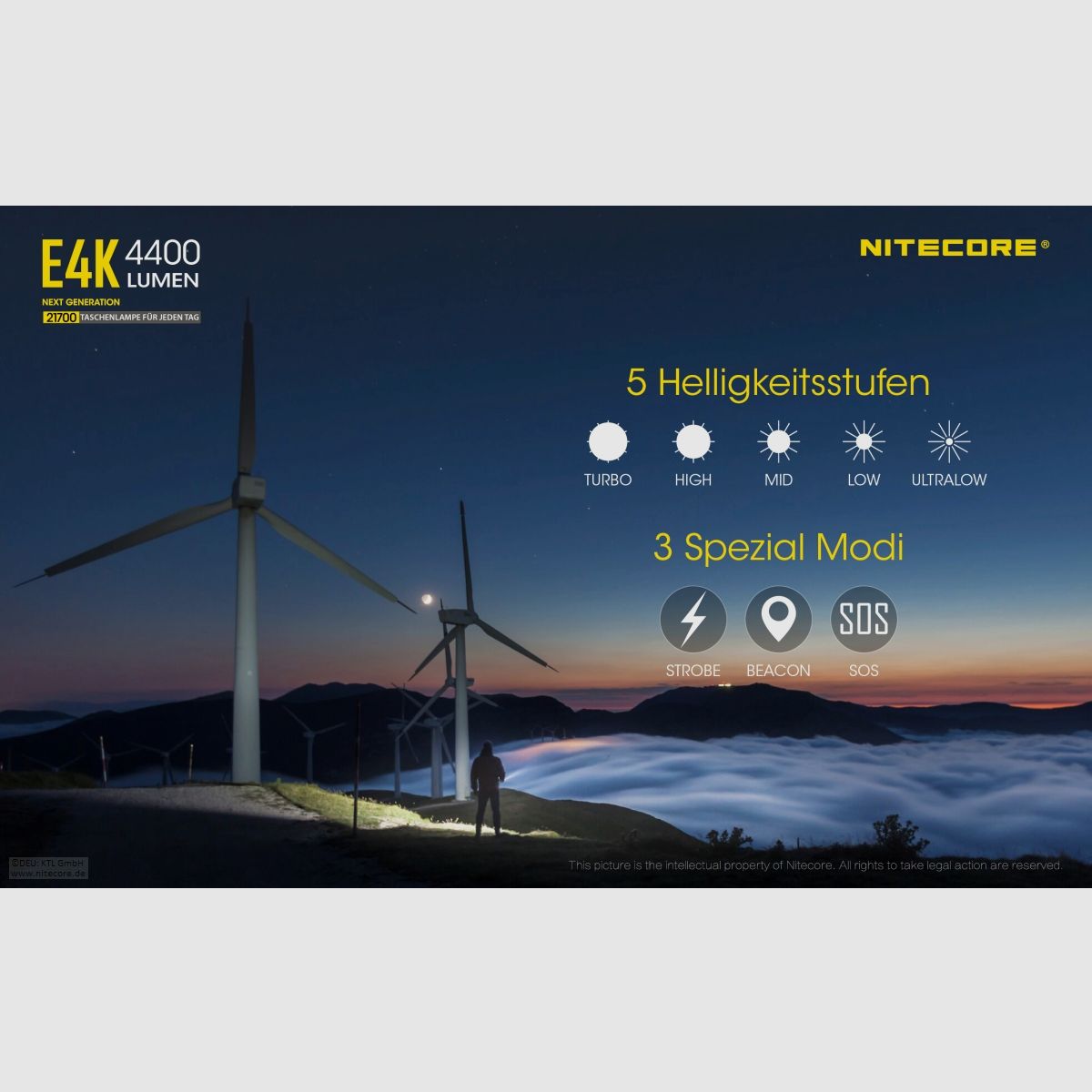 Nitecore E4K flashlight E4K 4400 lumens