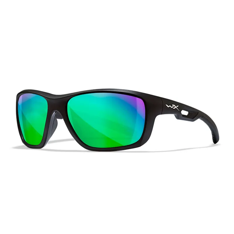 Lunettes de soleil Wiley X ASPECT Captivate avec verres miroir verts et monture noire mate, image 2 sur 8