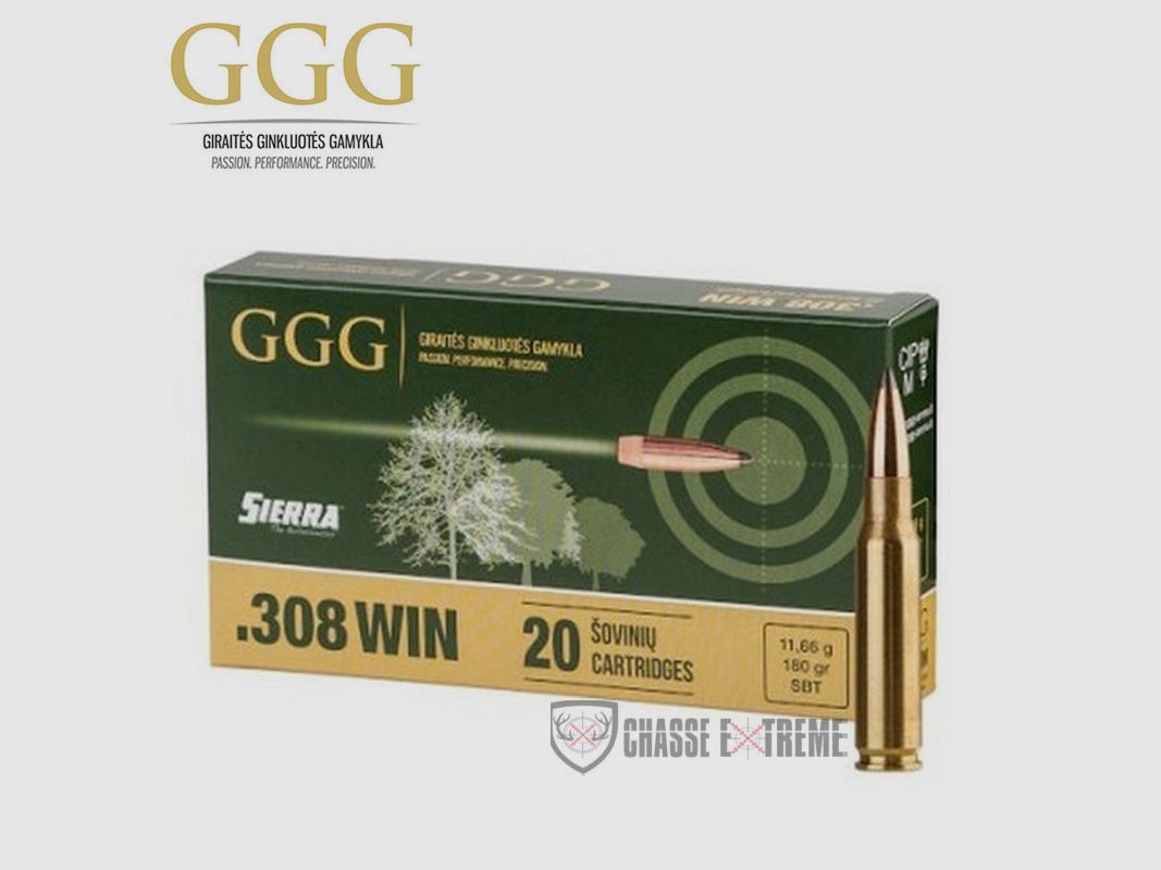 20 cartucce GGG Gameking Cal 308 Win 180Gr SBT