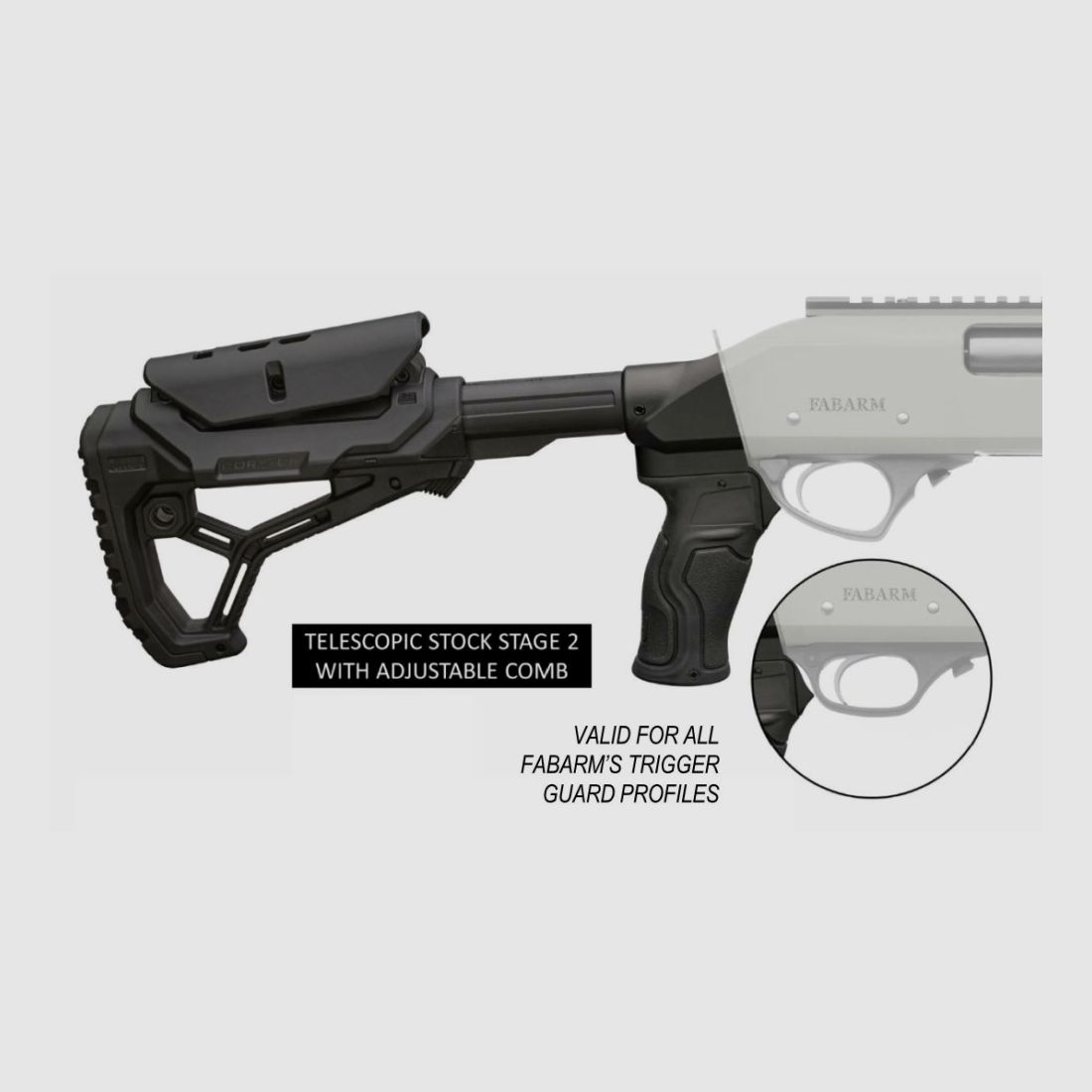 Fabarm Telescopic Schaft Stage 2 Adjustable, verstellbarer Teleskope Schaft für S.A.T. 8 / Martial / SDASS