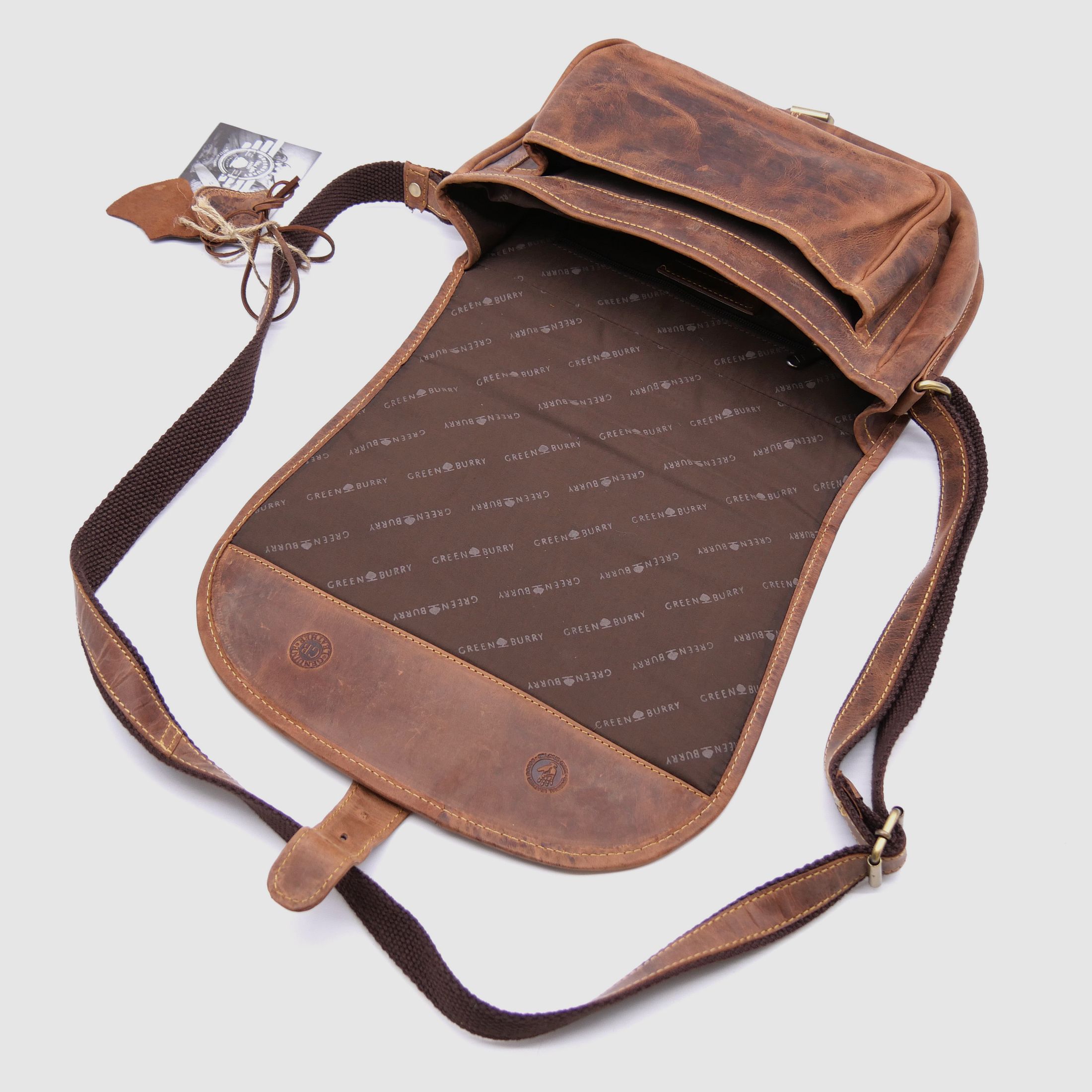 Greenburry Leder Jagdtasche Tragetasche Hunting Bag braun 1638-STAG3-25