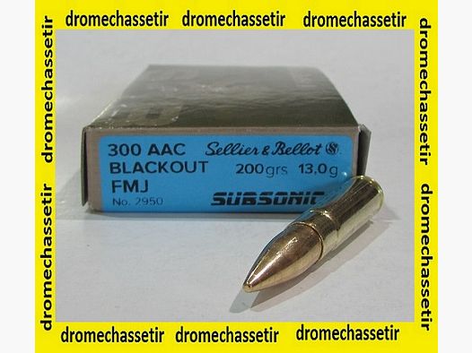 Box mit 20 Patronen Sellier & Bellot, Kal. 300 Blackout, FMJ 200 grains, subsonisch