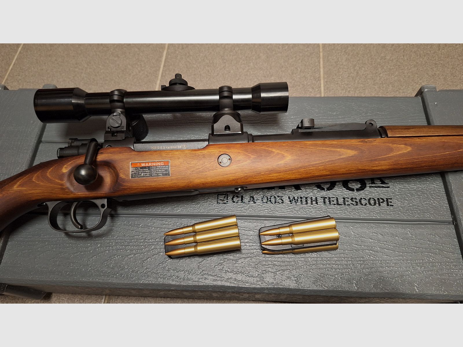 Ares Mauser Karabiner 98K acero rifle de cerrojo con ZF39 6mm BB madera real + caja de armas - ¡NUEVO!