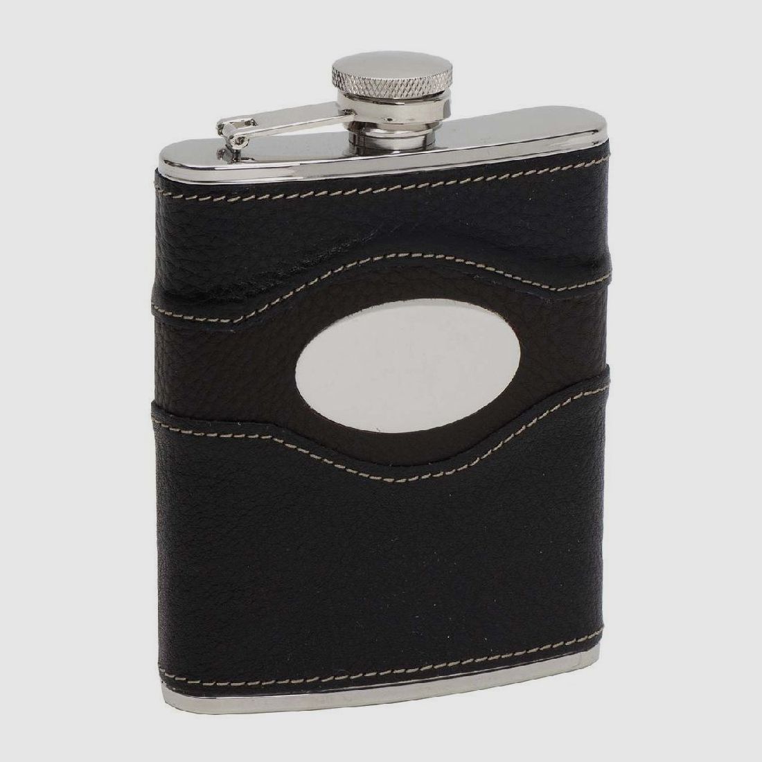 Flachmann Leder Gravurplatte 6 oz