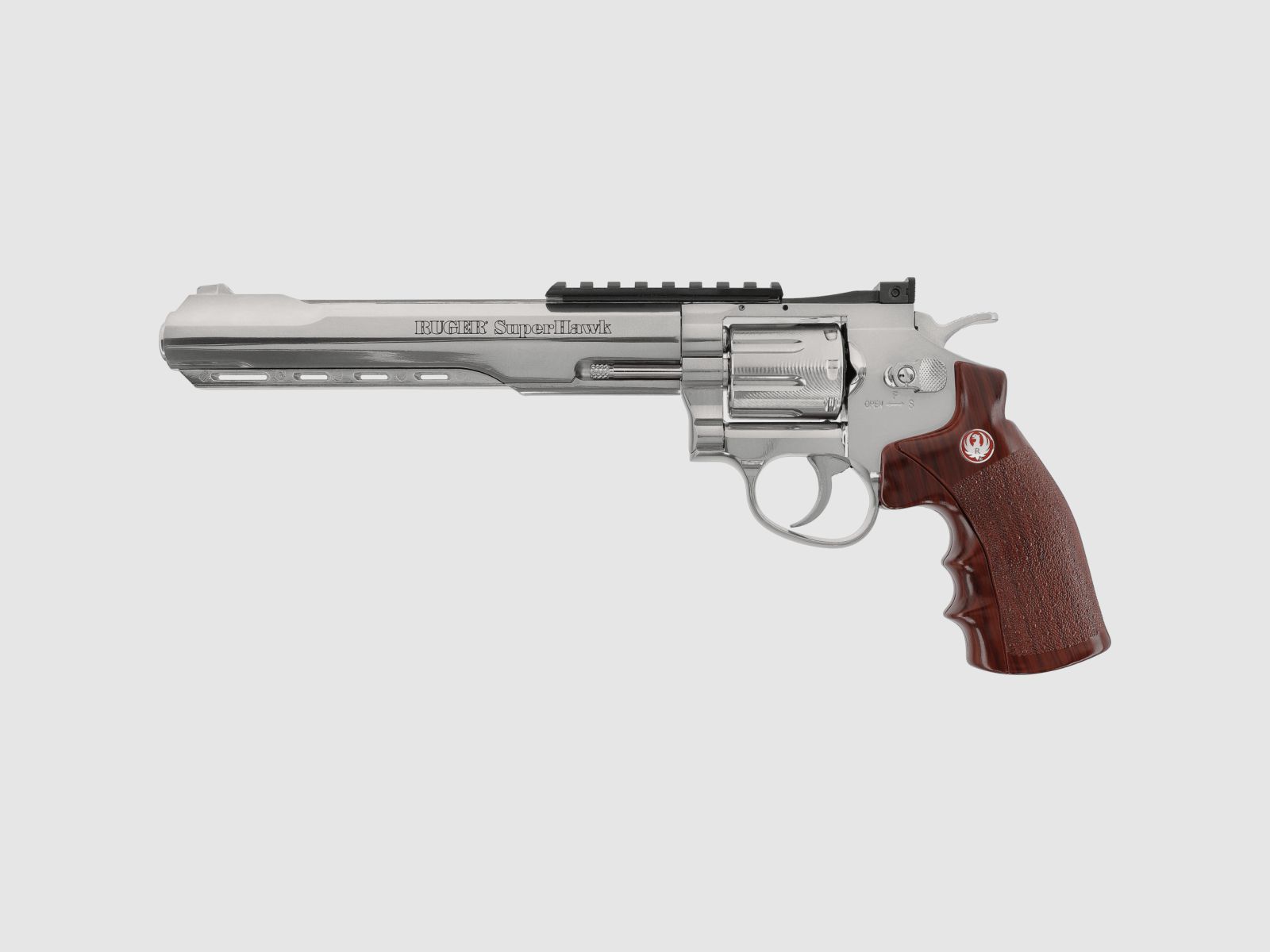 Ruger 8 Inch SuperHawk Chrom Full Metal Co2 Airsoft Revolver-F-