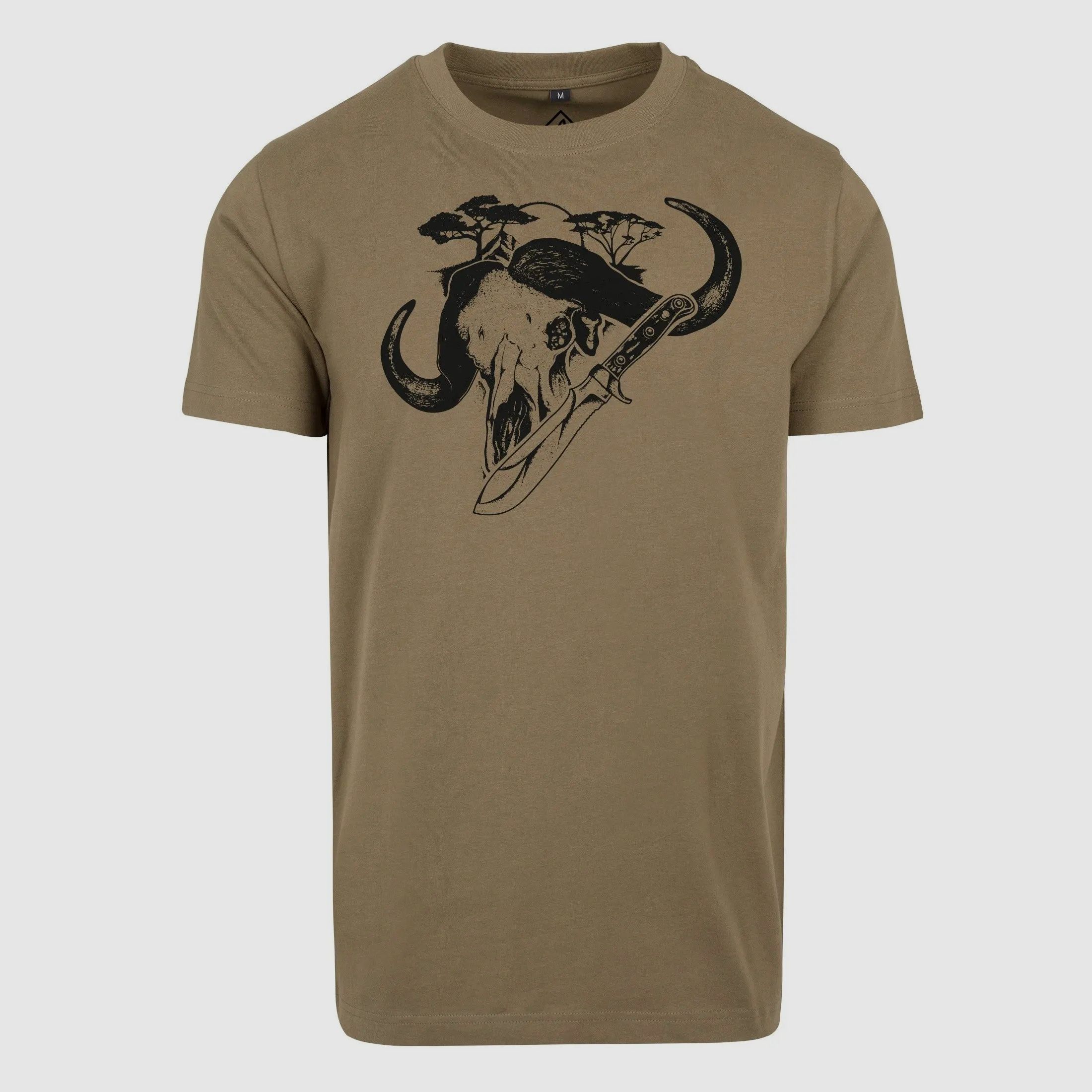 PUMA T-Shirt Motiv: Büffel und white hunter, Farbe: olive