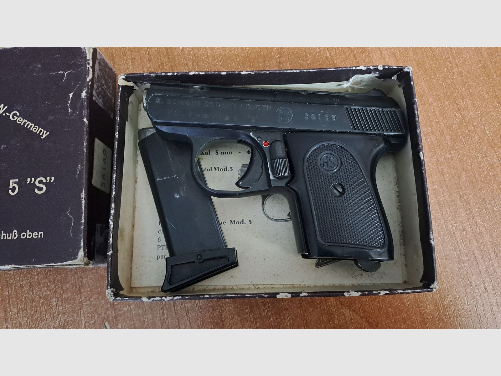 HS Mod.5 S pistolet startowy kal. 8 mm Knall/ PTB 99-69 z 1971 roku!