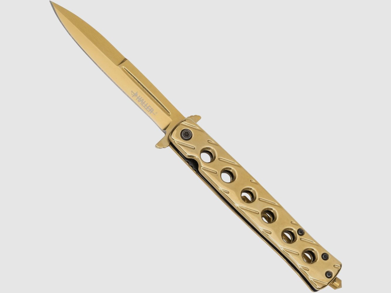 Stiletto Taschenmesser gold