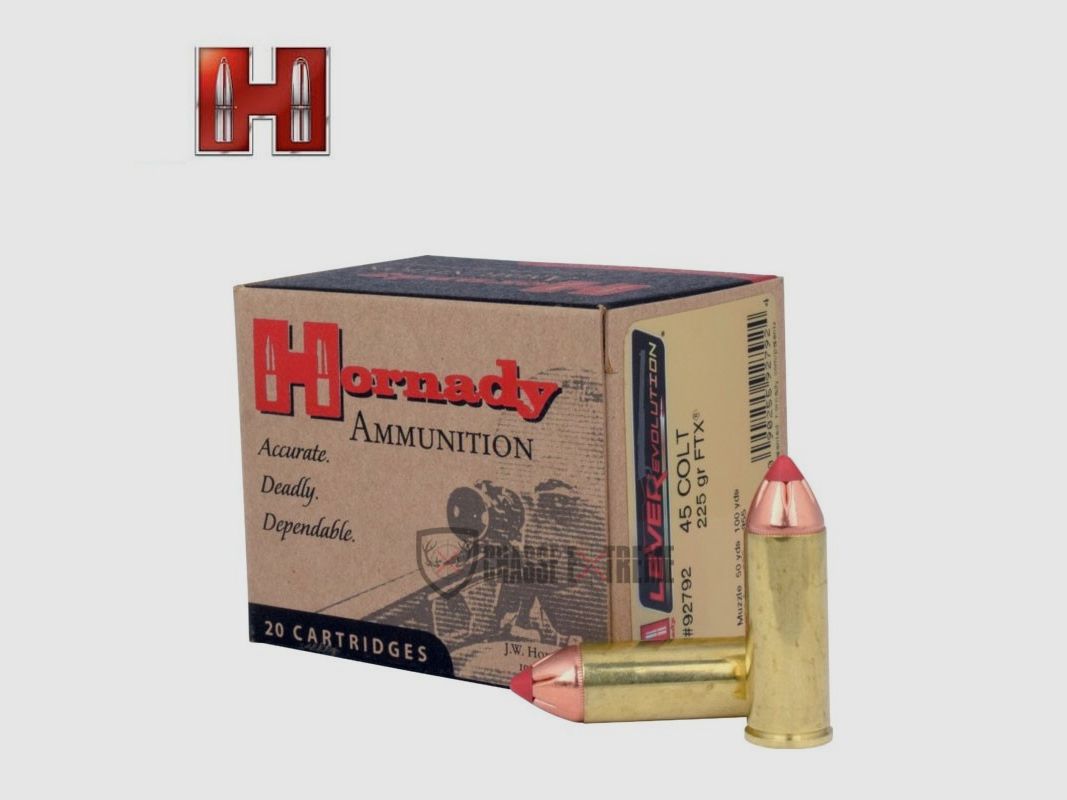 20 Munitions HORNADY Leverevolution 45 Colt 225 Gr Ftx