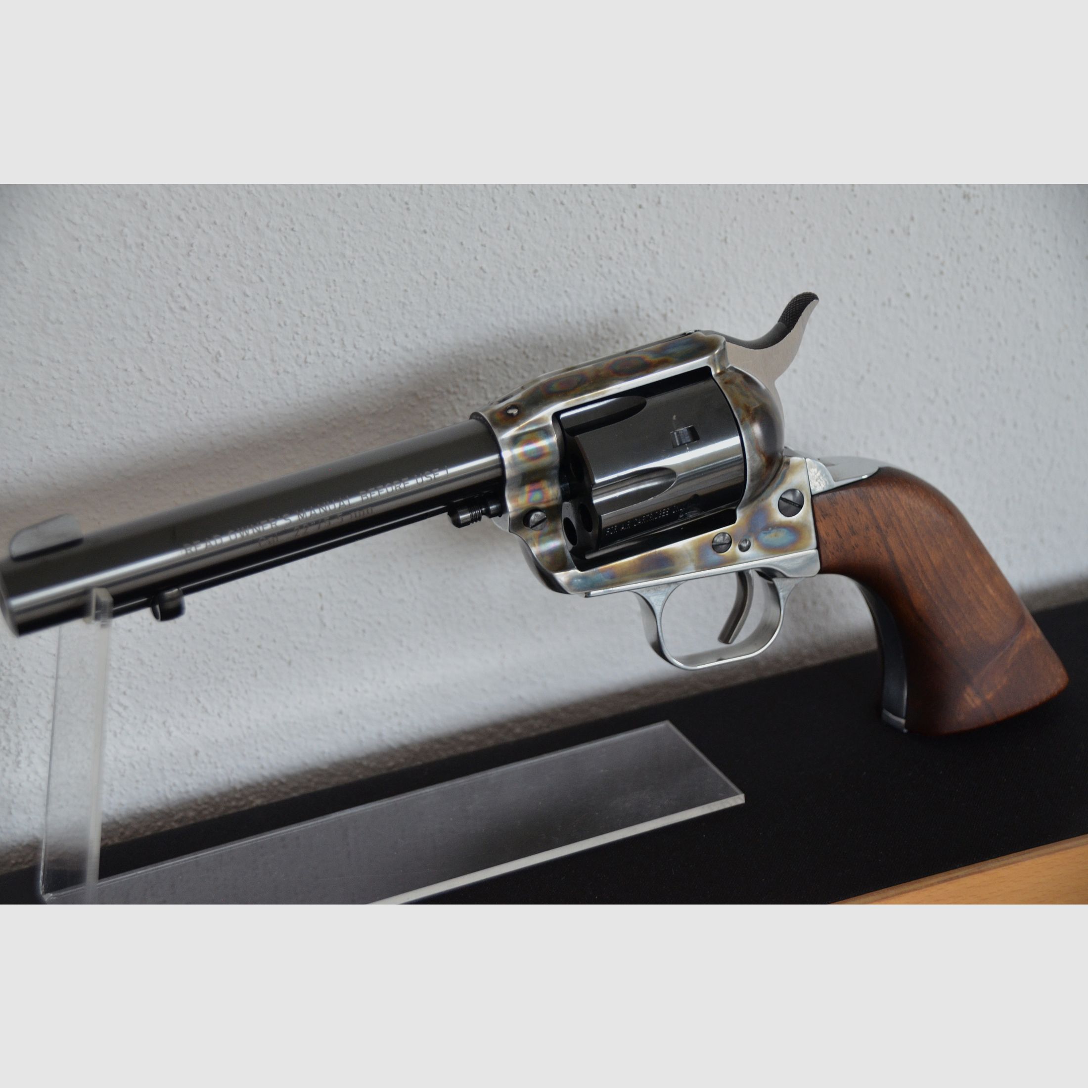 ME Single Action Army LEP Revolver calibro 22  5,5 mm  ---  Unico fatto a mano!  ---  Telaio in ottica acciaio con tempra colorata imitata fatta a mano  ---  Tamburo estraibile!