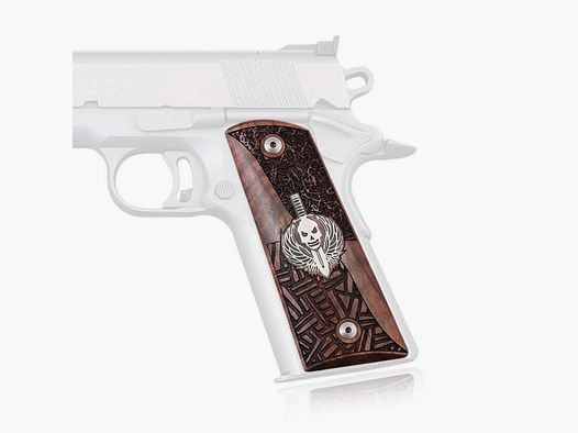 KSD Grips Mango Nogal Cuchillo Calavera 1911 Cubierta Completa