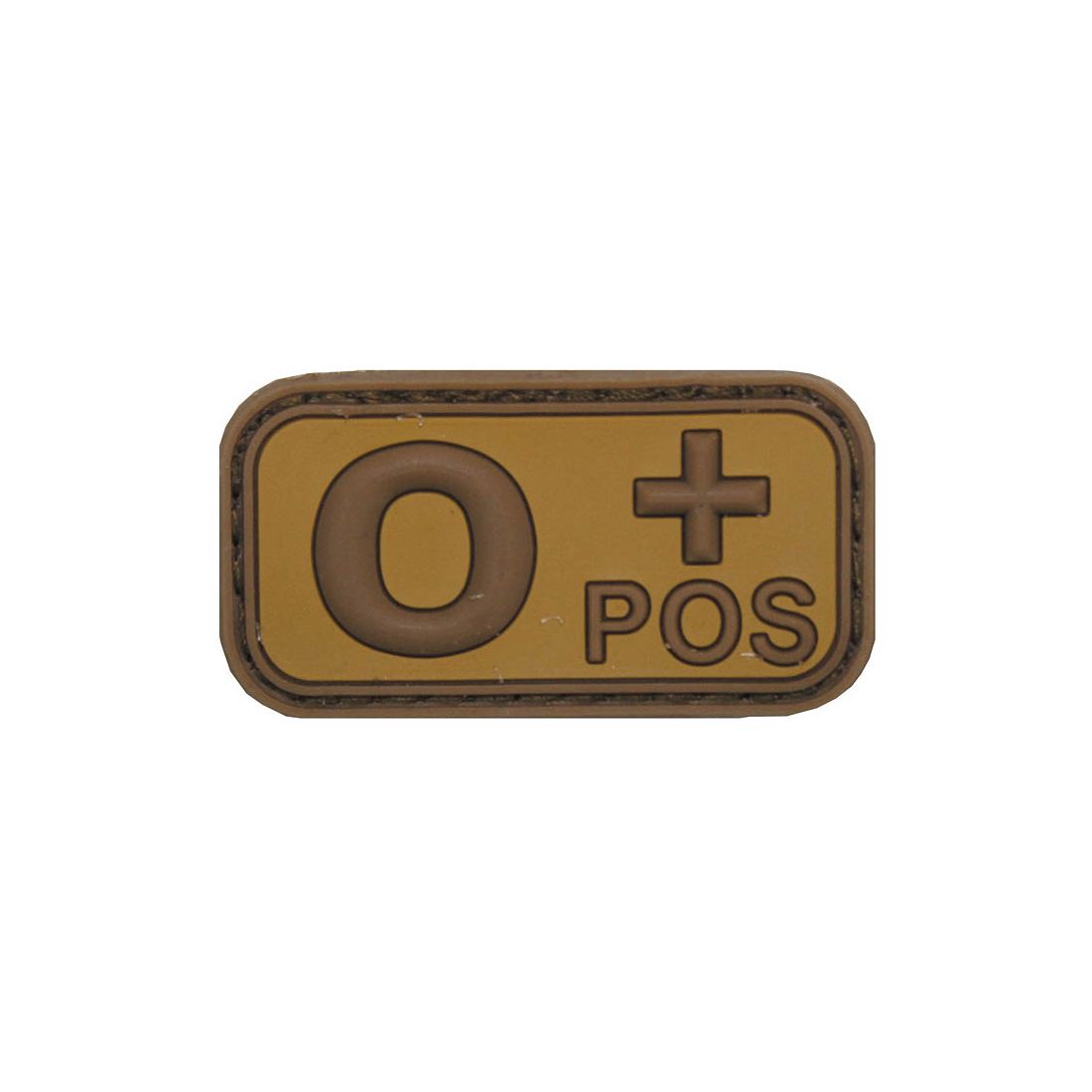 Klettabzeichen, braun/khaki, Blutgruppe "O POS", 3D