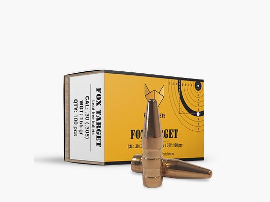 Fox Bullets Target .308 10,7 g / 165 gr bleifreie Geschosse – 100 Stück