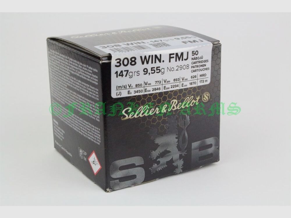 Sellier&Bellot .308 Win. FMJ 147gr. 9,55g 50 Stück Staffelpreis