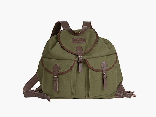 AKAH Canvas Rucksack 50x55cm - braun/grün mit Schnallenverschluss