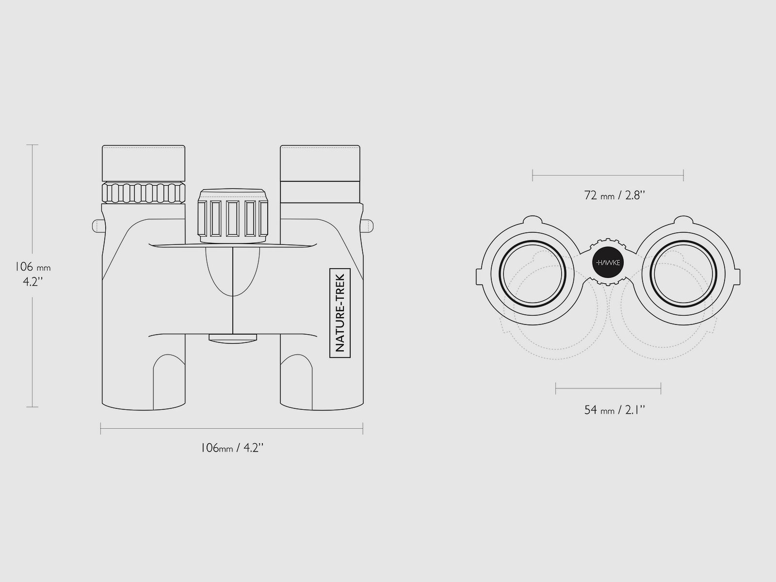 HAWKE 35053 Nature-Trek Fernglas 10x25 FMC Wasserdicht 96 Meter Sehfeld
