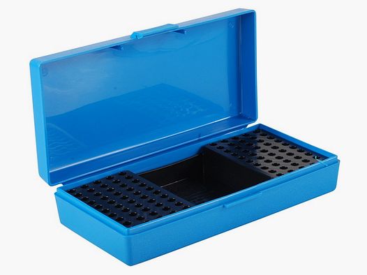 MTM Scatola per competizioni calibro ridotto SB-200-20 blu con coperchio a ribalta per 100 cartucce .22 LR