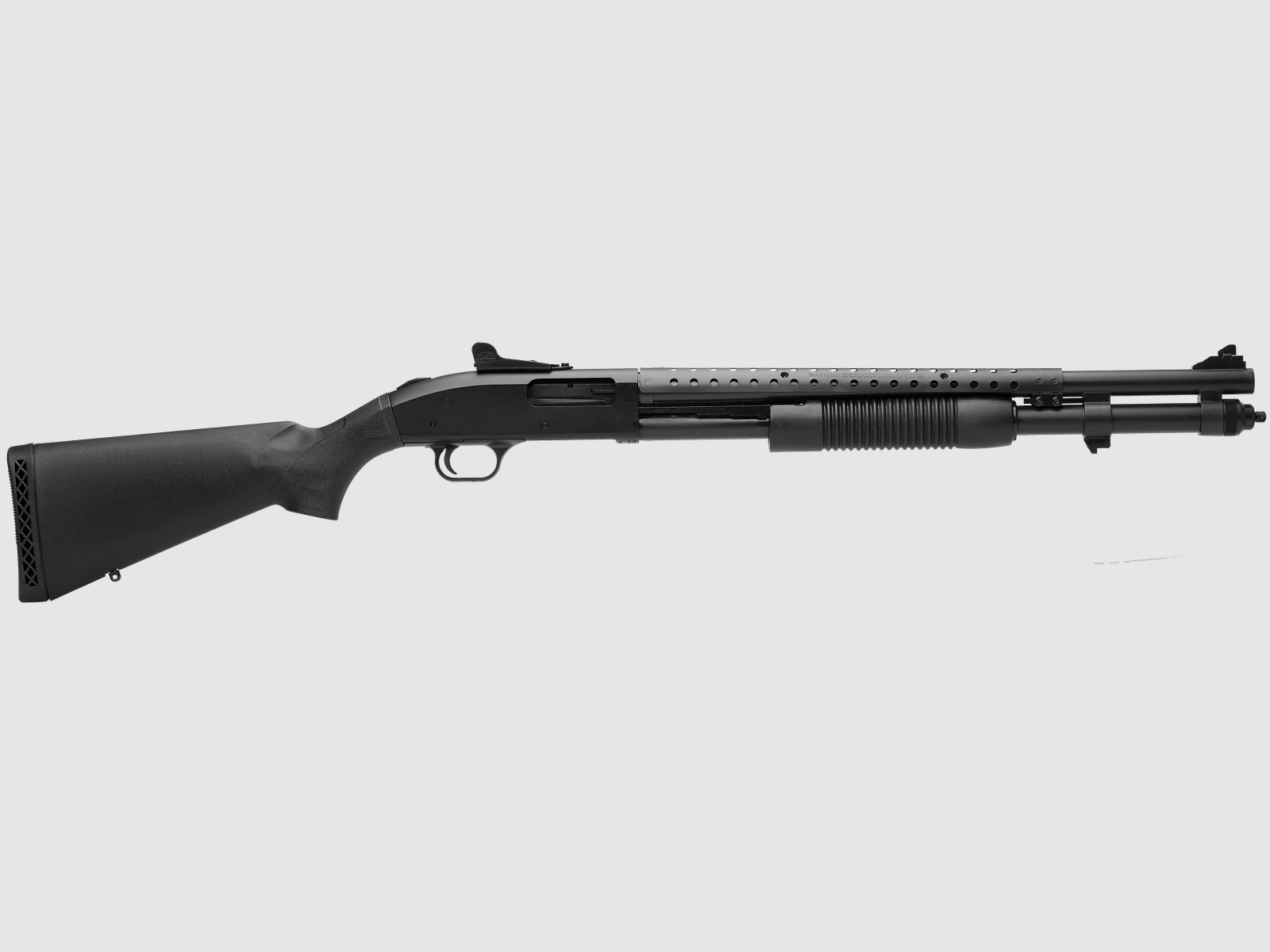 Mossberg – Pumpflinte 590A1 / Kal. 12/76 / 20 / 9-Schuss / Ghostring / SpeedFeed-Schaft