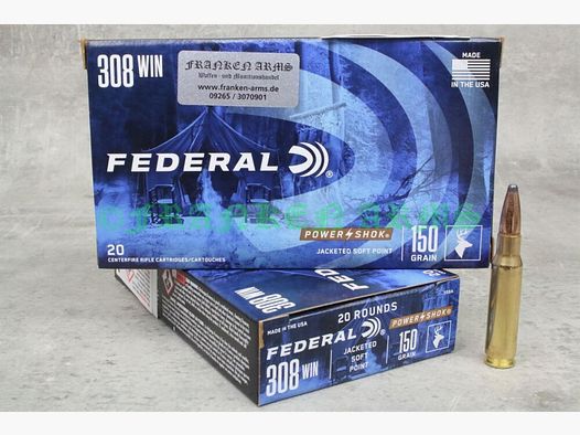 Federal Power Shok .308 Win Teilmantel 150gr. 9,7g 20 Stück Staffelpreise