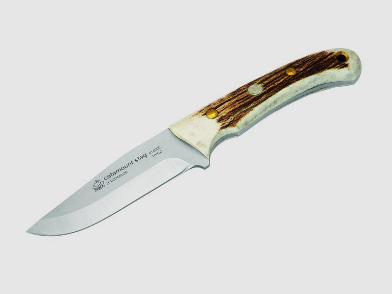 Puma IP Catamount Stag, 440 C, deer horn leather sheath, Puma No. 814000