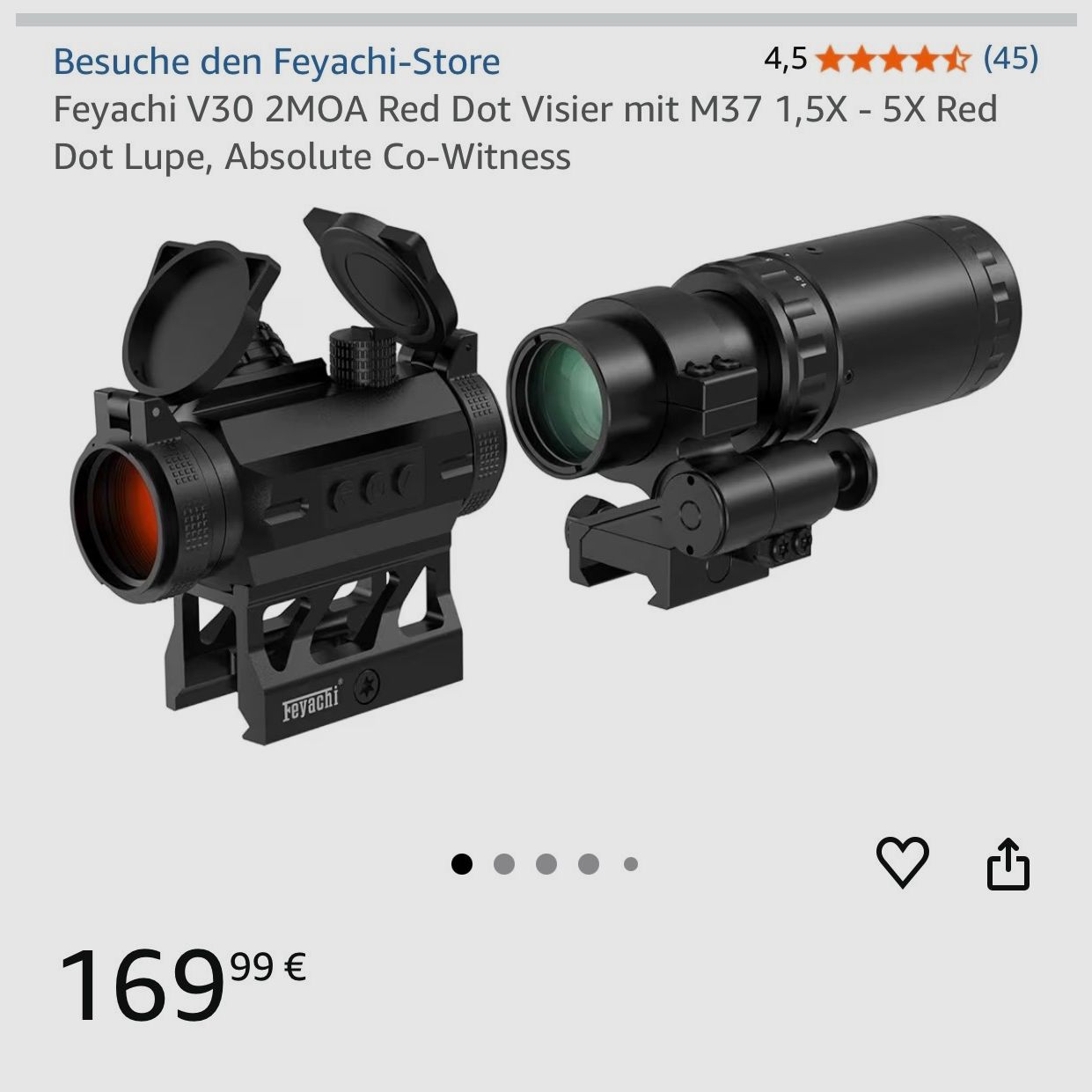 AEA HP-Max MK 1 Kal. .35 9mm F-luchtgeweer pompactie, RED-DOT en opvouwbare vergroting 1-5x (vergroter), tactisch, FAB-schaft, Donny FL, bipod tactisch