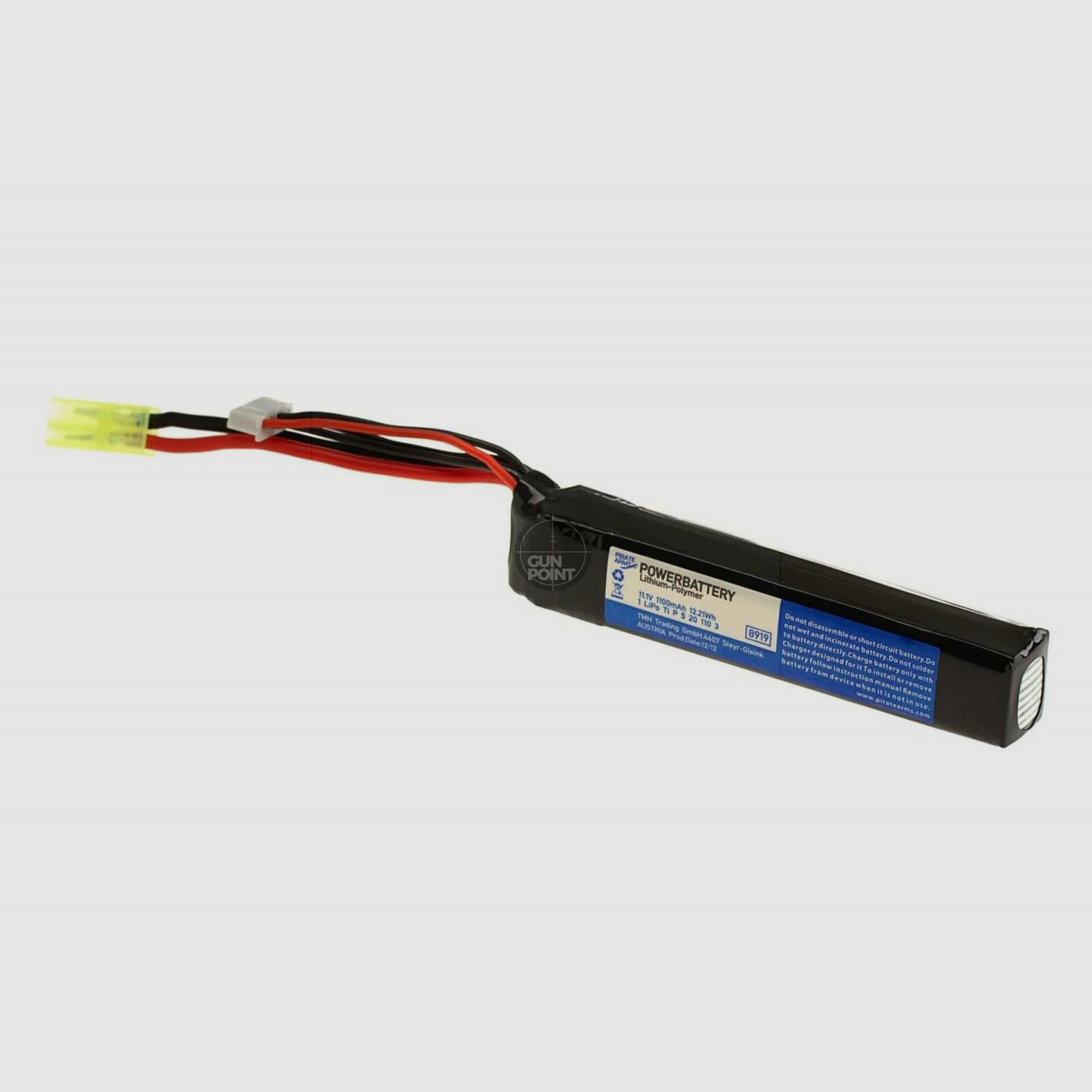 Pirate Arms LiPo 11.1V 1100mAh 20C Stock Tube Type Mini Tamiya-Schwarz