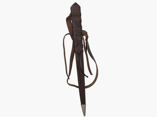 Sword sheath with leather belt and carrying strap