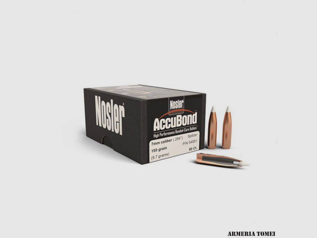 GESCHOSSE – NOSLER – ACCUBOND 7mm Kaliber (.284″) Spitzgeschoss 150 Grain (9,7 Gramm) (50 Stk)