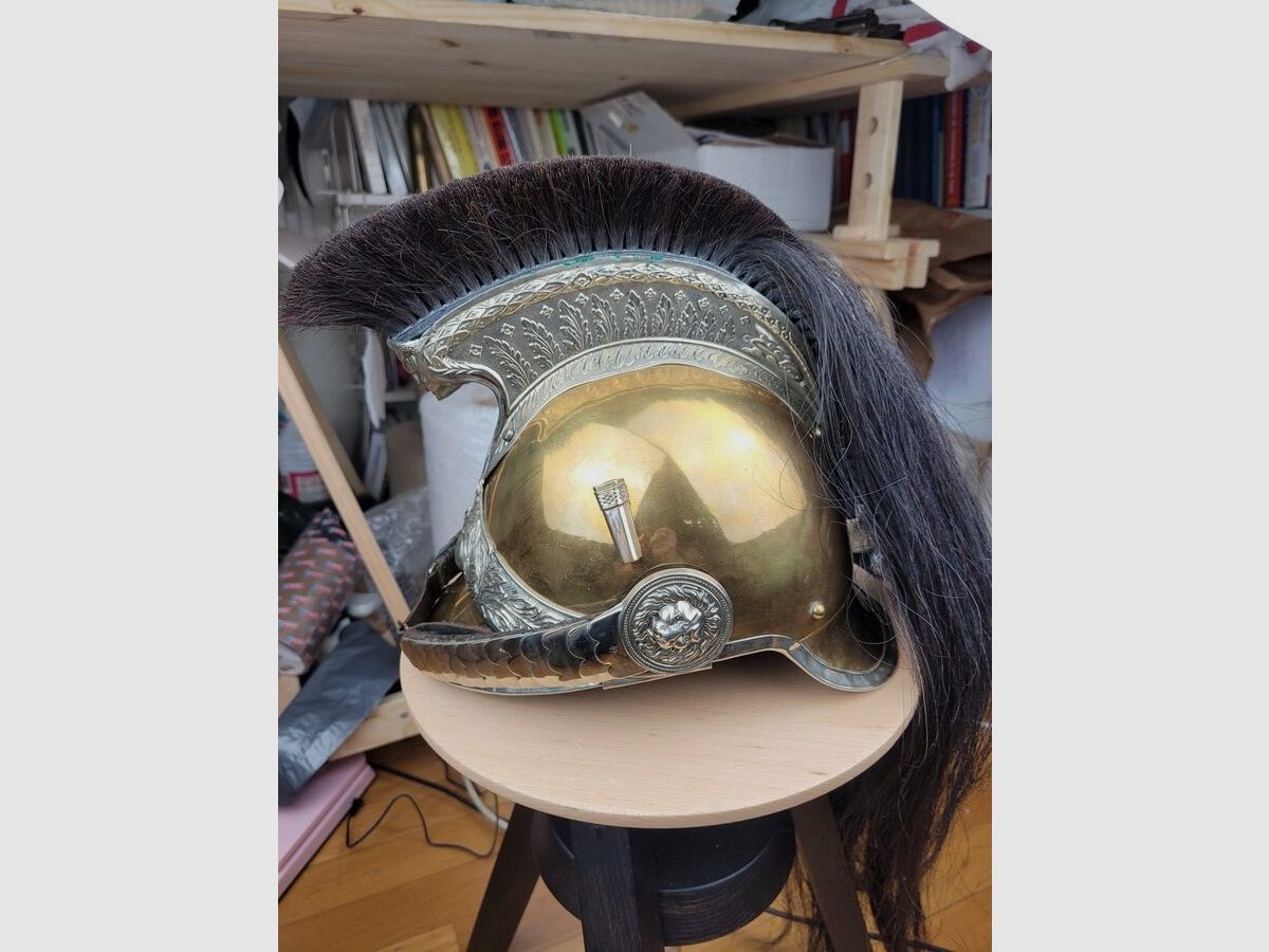 Sehr schöner Helm der Gendarmerietruppen zu Pferd – Mod 1912 – Bombe in perfektem Zustand – Mähne vorhanden – „Franck et fils“ – TBE++, Bild 4 von 21