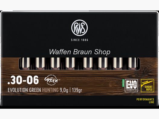 RWS .30-06 Spring. EVO GREEN Short Rifle 9,0g 20 Stück