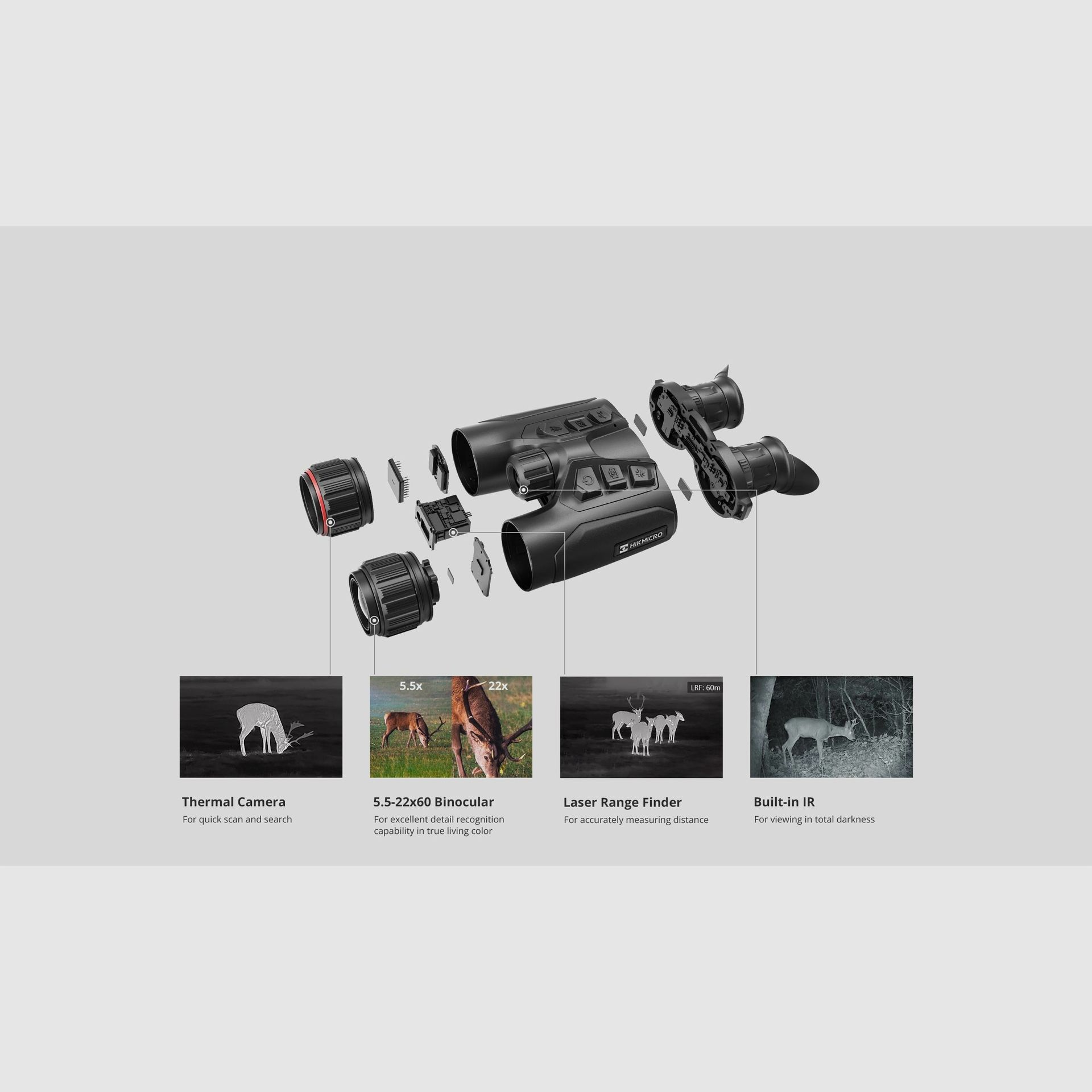 Hikmicro Habrok 4K HQ35L 850nm & 940nm Prismáticos térmicos y de visión diurna/nocturna, imagen 4 de 21