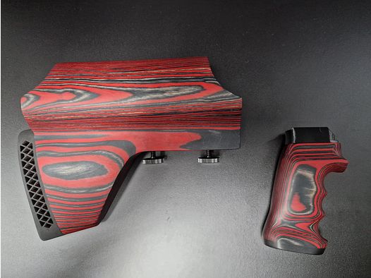 AEA Megalodon Griff und Schulterstütze aus Holz rot/schwarz