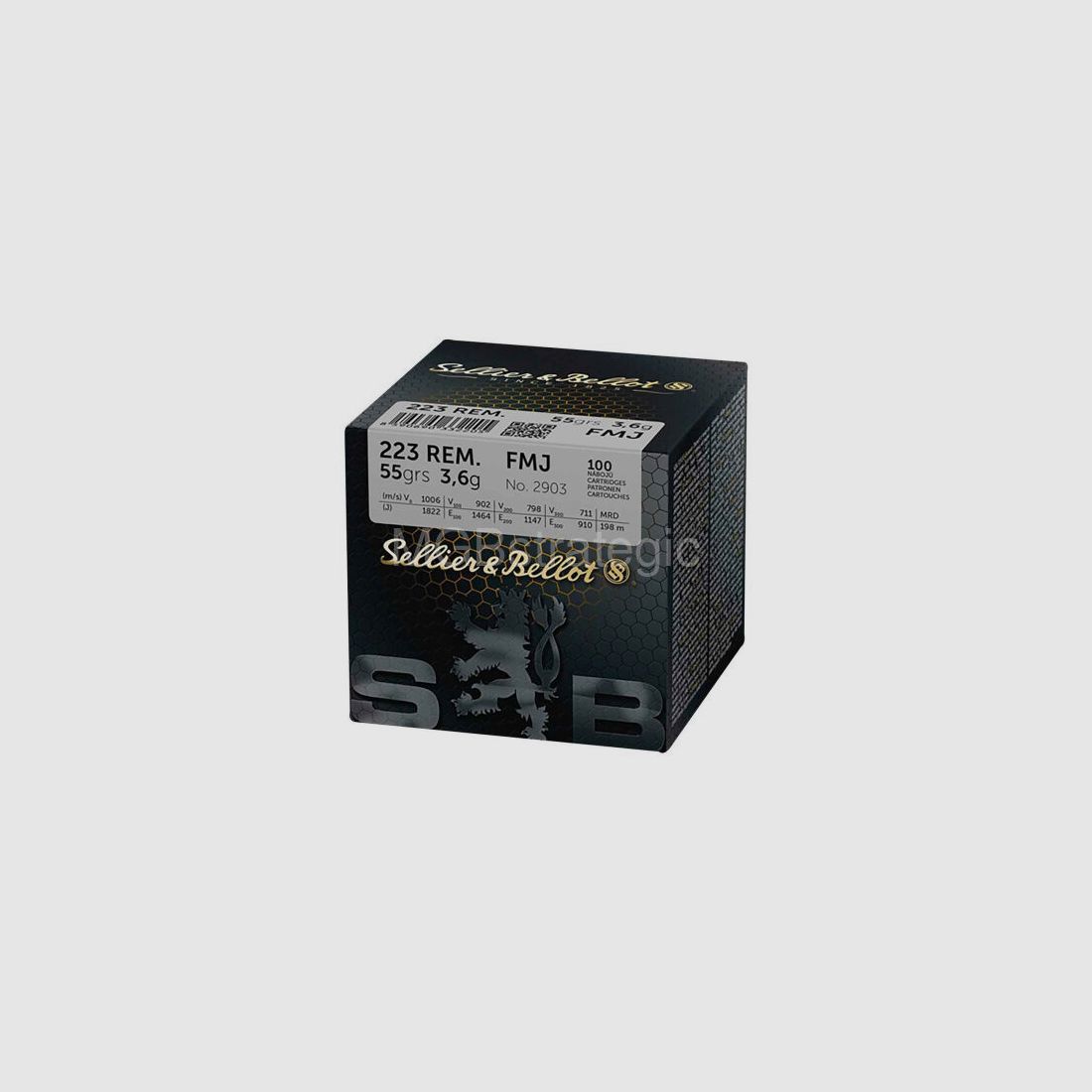 Sellier & Bellot .223 Rem. Vlm BT 3,6g/55grs. S+B .223Rem FMJ 55 grs - geen verzending, alleen afhalen!