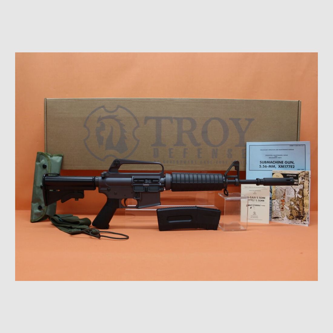 TROY Defense Ha.Büchse .223Rem TROY GAU.-5/A/A System AR-15, 12,5" loop/ inklapbare schoudersteun - Vietnam-replica/ retro!