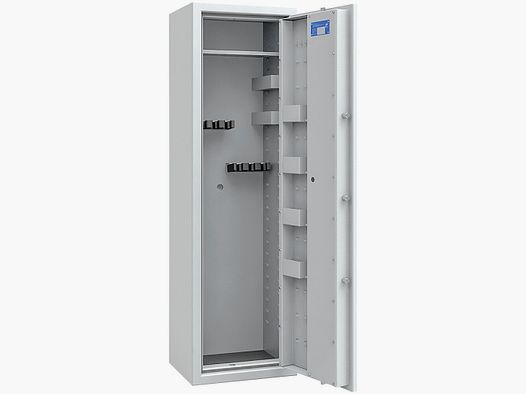 ISS Armero de acero Lucerne WF clase 0 – para 7 armas largas (Gris claro, con cerradura de doble paletón)