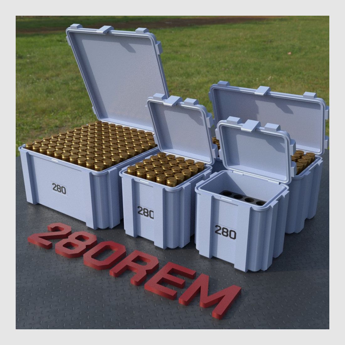 Filamelt Munitionsbox / .280 Remington / ‘Klappdeckel’ / Patronenbox, Ammo Box