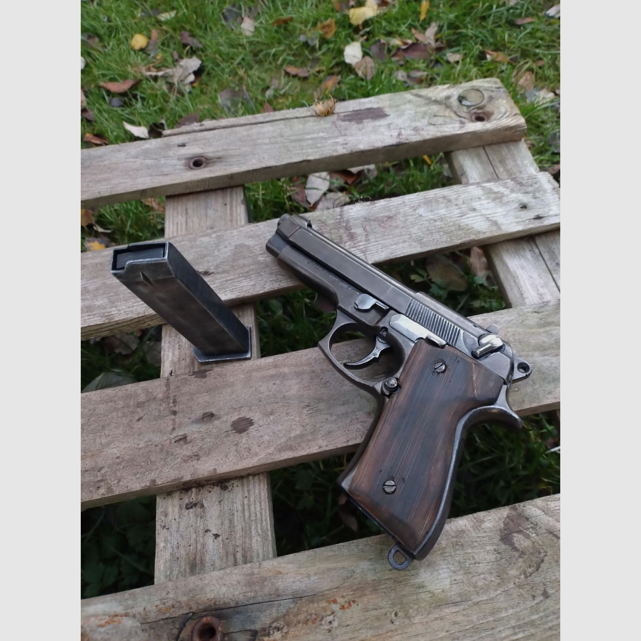 Model gun M92 new finish with custom wooden grips