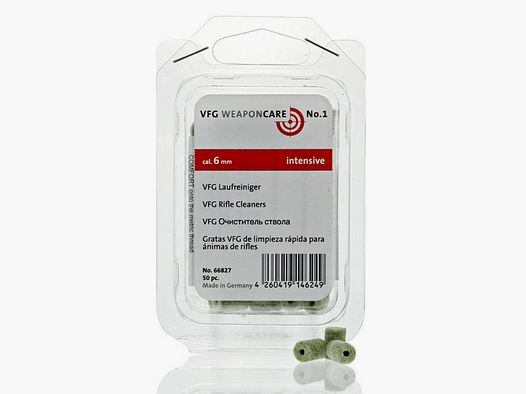 VFG Nettoyeur de canon Intensif / 50 pièces Accessoires de nettoyage 6mm pour armes