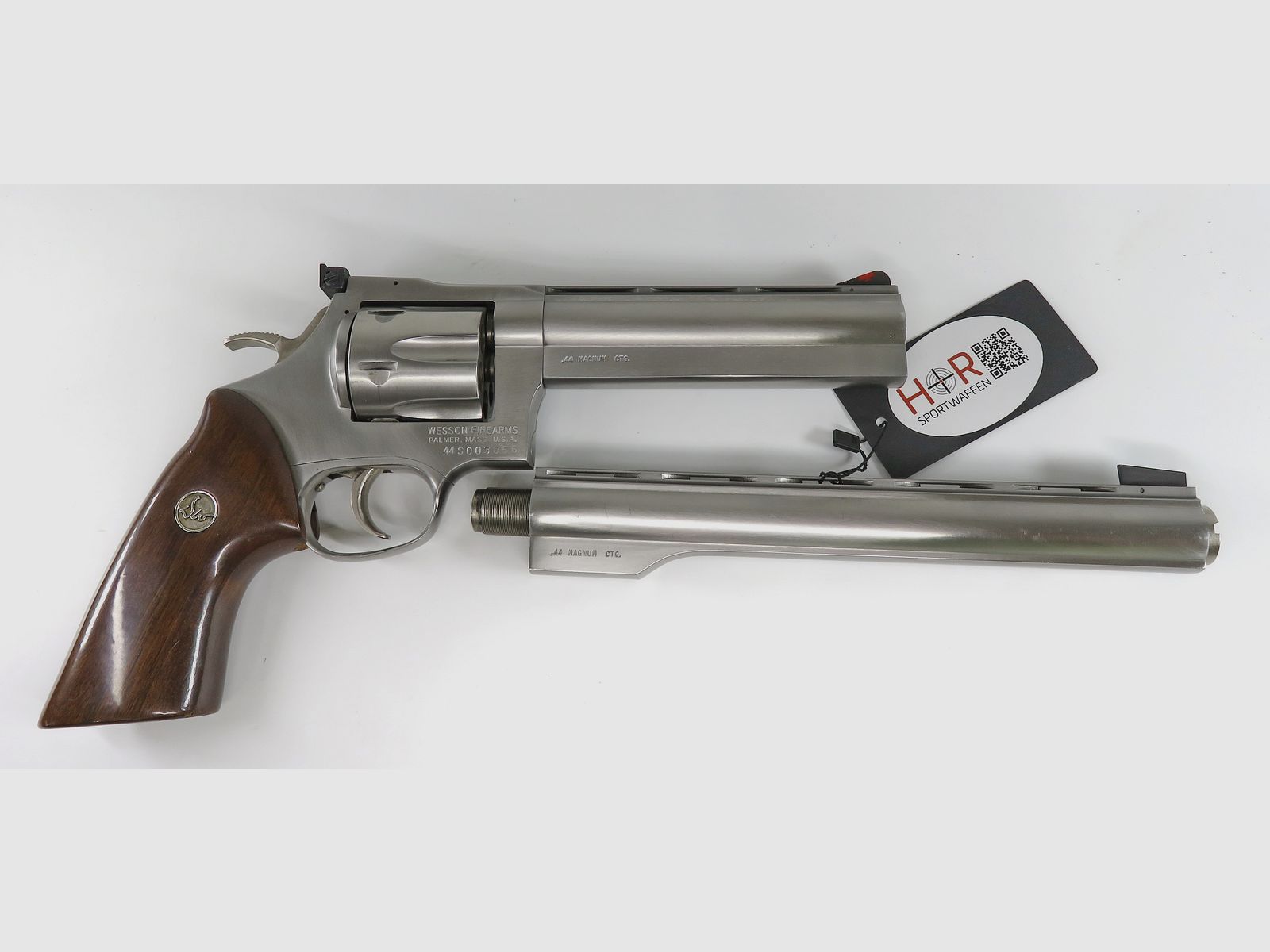 Revolver Dan Wesson Model 44, 6 Zoll UND 10 Zoll Austauschläufe, Kaliber .44 Magnum, Stainless, Target-Ausführung, Top-Zustand